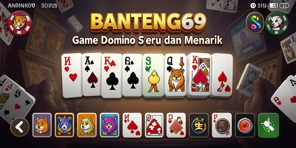 Tampilan gameplay BANTENG69 dengan kartu Domino yang menarik.