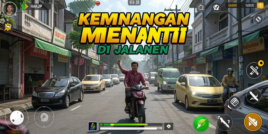 Screenshot dari gameplay seru HARAPJP di trek balapan.