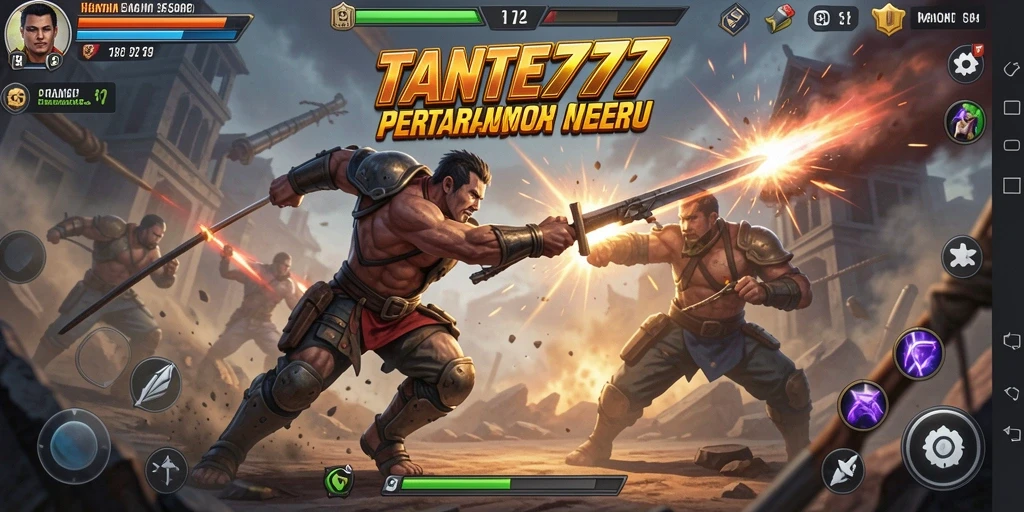 Gameplay seru TANTE777 dengan pertarungan aksi yang mendebarkan.