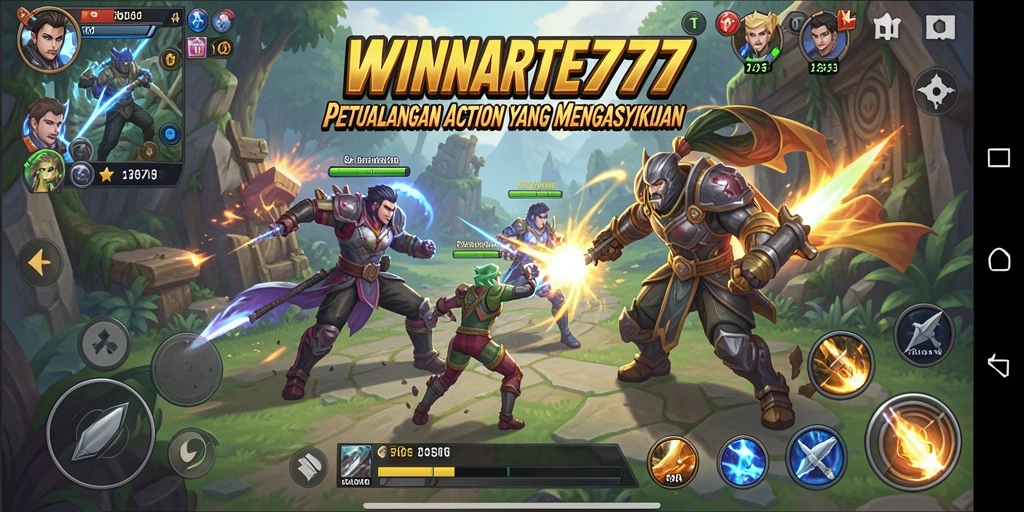 Tampilan gameplay seru dari WINRATE777 dengan karakter yang beraksi.