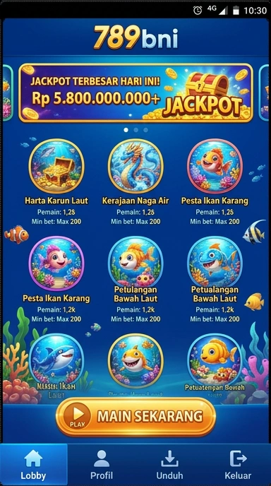 Tangkapan layar aplikasi 789bni dengan katalog lengkap.